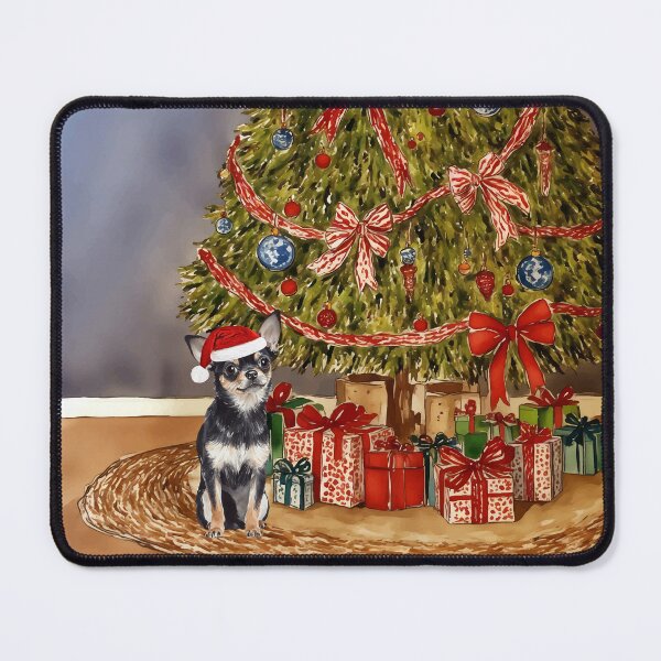 Item preview, Tri-Colored Chihuahua Christmas Tree Dog Puppy Watercolor designed and sold by Magnolia Valley Art.