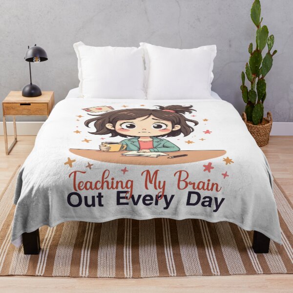 Item preview, Teaching My Brain Out Every Day Shirt – Cute Tired Teacher Cartoon T-Shirt for Educators designed and sold by Design-Pro-21.