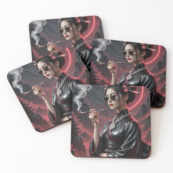 Item preview, Smoky Geisha Noir — Neon Samurai Aesthetic designed and sold by ArtiQreate.
