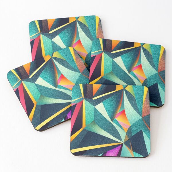 Item preview, logo, picture, illustration, fabric, multicolor graffiti graphics, nice, colorful geometric pattern, holofoil, shiny, shiny, made of glass, black, gold, gilded, designed and sold by gulka8.