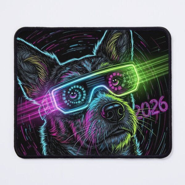 Item preview, Dog with Futuristic 2026 Glasses designed and sold by PetJoyPrintsCO.