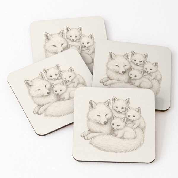 Item preview, Arctic Fox Family – Hand-Drawn Illustration designed and sold by TLG_Designs.