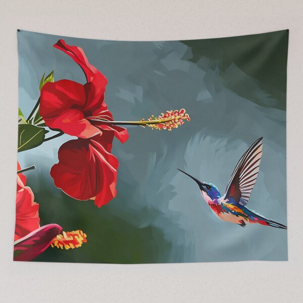 Item preview, Hummingbird and Red Hibiscus designed and sold by tomorrowsart.