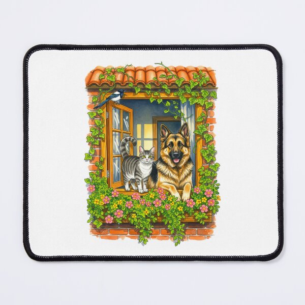 Item preview, German Shepherd Cat Magpie Window designed and sold by TeeARTHY.