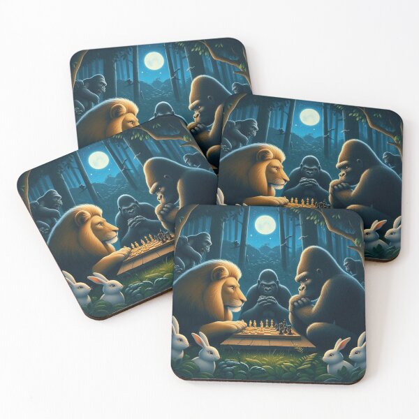 Item preview, lion and gorilla chess match designed and sold by Dogandesighn.