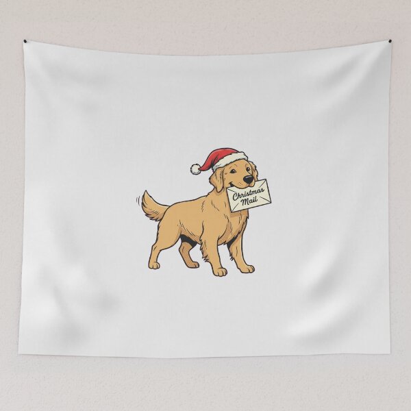 Item preview, Christmas Mail Dog Retro Comic Golden Retriever designed and sold by Bratak.