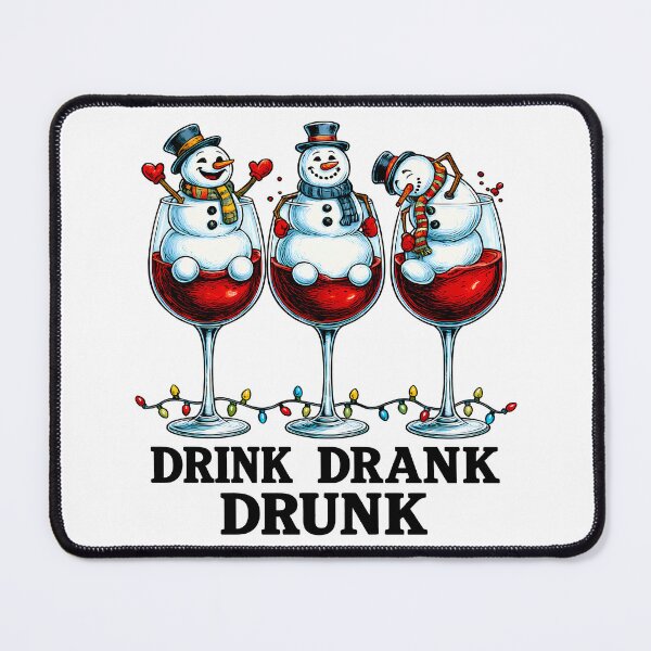 Item preview, Drink Drank Drunk – Tipsy Snowmen in Wine Glasses designed and sold by DariusZD.
