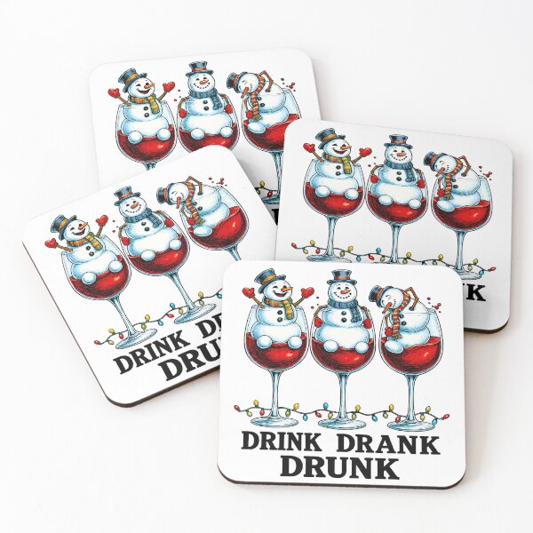 Item preview, Drink Drank Drunk – Tipsy Snowmen in Wine Glasses designed and sold by DariusZD.