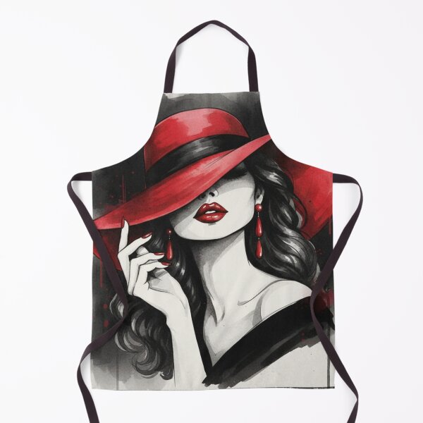 Item preview, Woman in Red Hat Red Lipstick and Earrings Spot Color Portrait. designed and sold by ZyVoAli.
