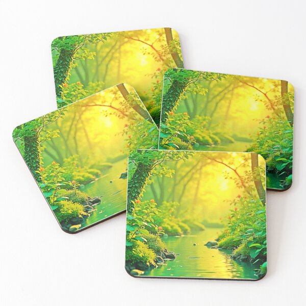 Item preview, Golden Forest Stream Peaceful Art designed and sold by Health And Fitness Posts e-Store.