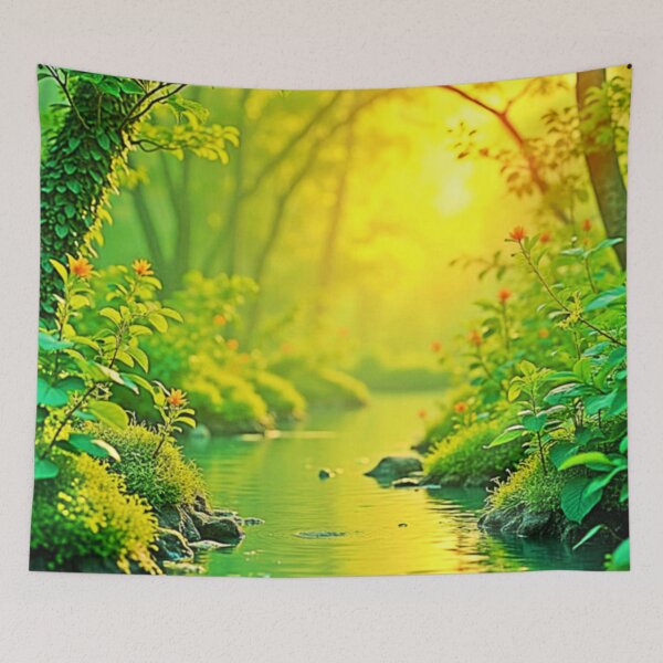Item preview, Golden Forest Stream Peaceful Art designed and sold by Health And Fitness Posts e-Store.