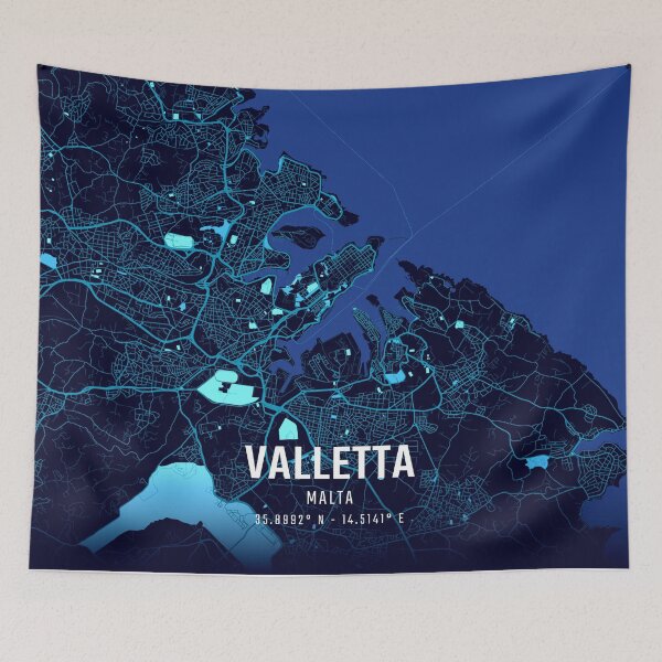 Item preview, Valletta Midnight City Map designed and sold by HomeLivingCo.