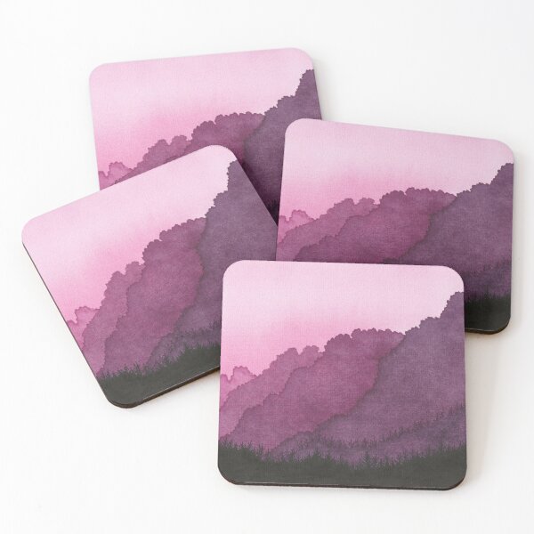 Item preview, Soft-hued sunset over wooded mountains designed and sold by KawaiiHamsta.