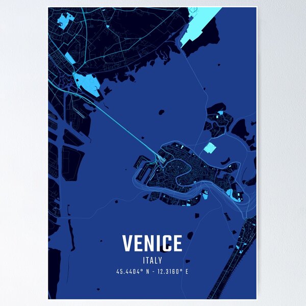 Item preview, Venice Midnight City Map designed and sold by HomeLivingCo.