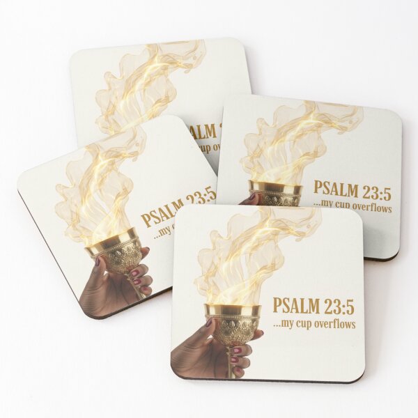 Item preview, Her Cup Overflows – Psalm 23:5 Gold Cup Art designed and sold by vineartstudio.