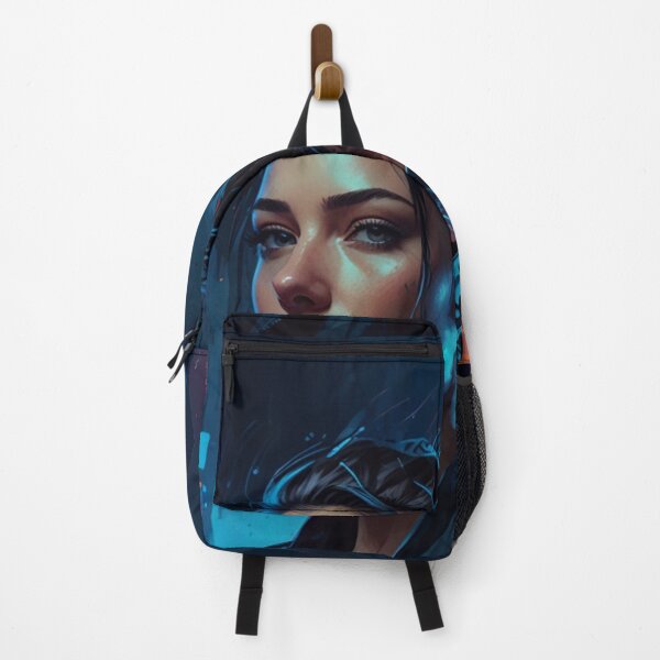 Item preview, Blue Neon Serenity — Cyber City Portrait designed and sold by ArtiQreate.