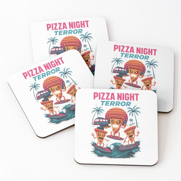 Item preview, “Surfer Boy Slashers” Pizza Night Terror | 80s Neon Horror designed and sold by Rare Plus Apparel!.