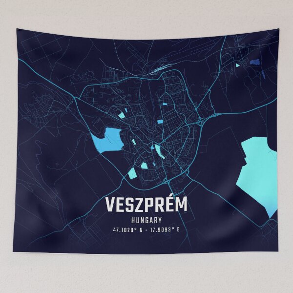 Item preview, Veszprém Midnight City Map designed and sold by HomeLivingCo.