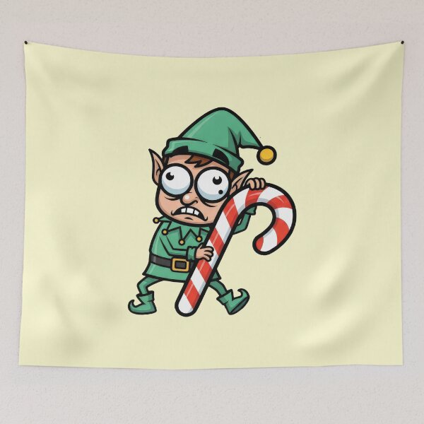Item preview, Stressed Christmas Elf Holding Giant Candy Cane designed and sold by Animepic222.