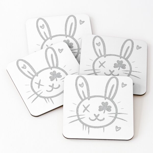 Item preview, Cute Chalk Bunny – Doodle Rabbit with Clover Eye designed and sold by Blue-Arcane Design .