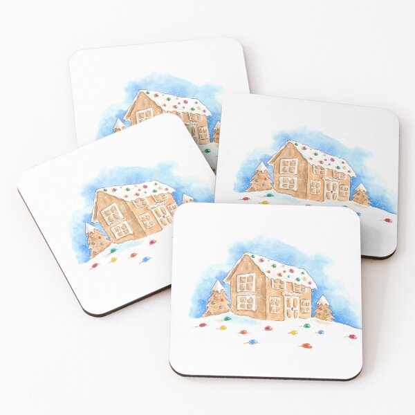 Item preview, Gingerbread house with candy watercolor illustration  designed and sold by Bonheurem.