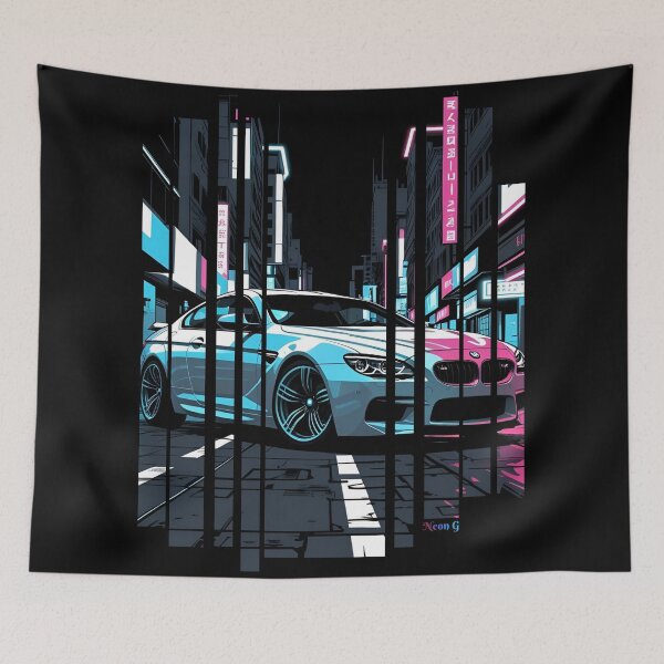 Item preview, B.W M6 Power of the 6 series coupe, street racing vibe, high contrast neon cyberpunk city 5 designed and sold by Neon G.