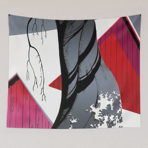 Item preview, Eyvind Earle - Red Barn And Grey Sky designed and sold by meldefiart.