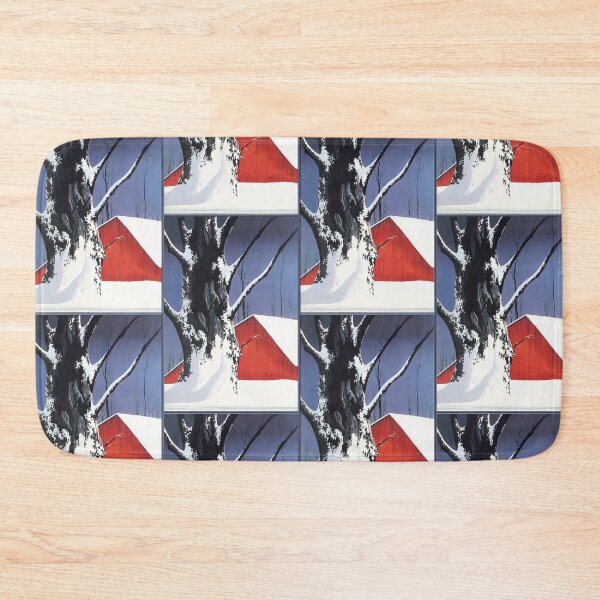 Item preview, Eyvind Earle - Red Barn And Tree Snow designed and sold by meldefiart.