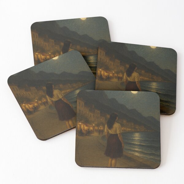 Item preview, Quiet Evening by the Warm Sea – Romantic Night Seaside Art by GGSTCraft designed and sold by ggstcraft.