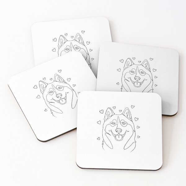 Item preview, Cute husky face in simple continuous line art for stickers and apparel. designed and sold by Sunshine2504.
