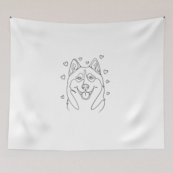 Item preview, Cute husky face in simple continuous line art for stickers and apparel. designed and sold by Sunshine2504.