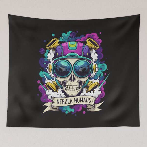 Item preview, Nebula Nomads Skull - Retro Sci-Fi Cosmic DJ designed and sold by AwesomeBeyondLimits.