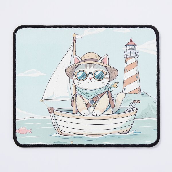 Item preview, Cool Sailing Cat with Sunglasses Nautical Illustration designed and sold by FratddArtworks.