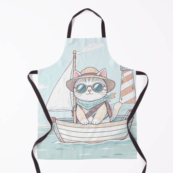 Item preview, Cool Sailing Cat with Sunglasses Nautical Illustration designed and sold by FratddArtworks.