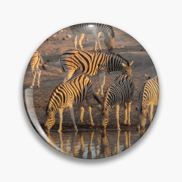 Item preview, Golden Hour Mirage — Zebras Drinking in Perfect Reflection, Etosha designed and sold by DavideAntoniani.