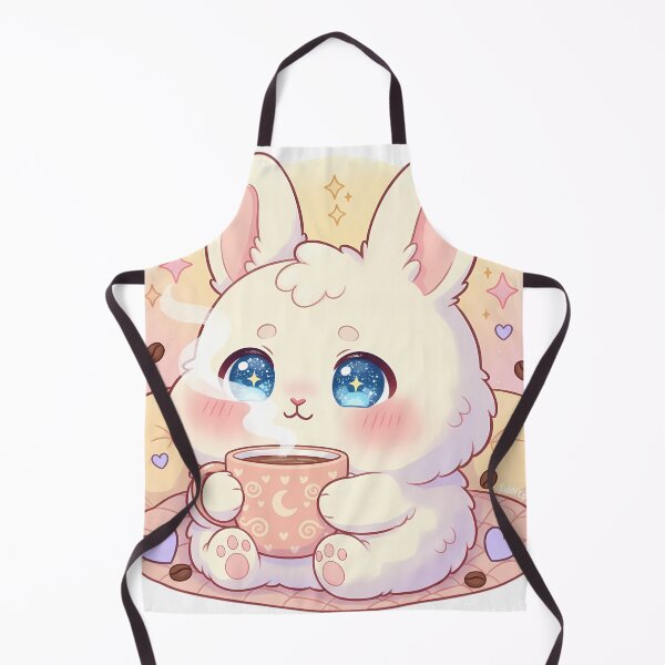 Artikelvorschau, Kawaii-Hase trinkt Kaffeetasse, süßes pastellfarbenes Kaninchen, Café entworfen und verkauft von GiftsForge.