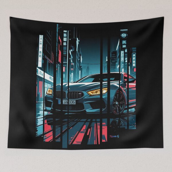 Item preview, B/W M6 sideways cyberpunk neon city, high contrast colors, cinematic lighting 3 designed and sold by Neon G.