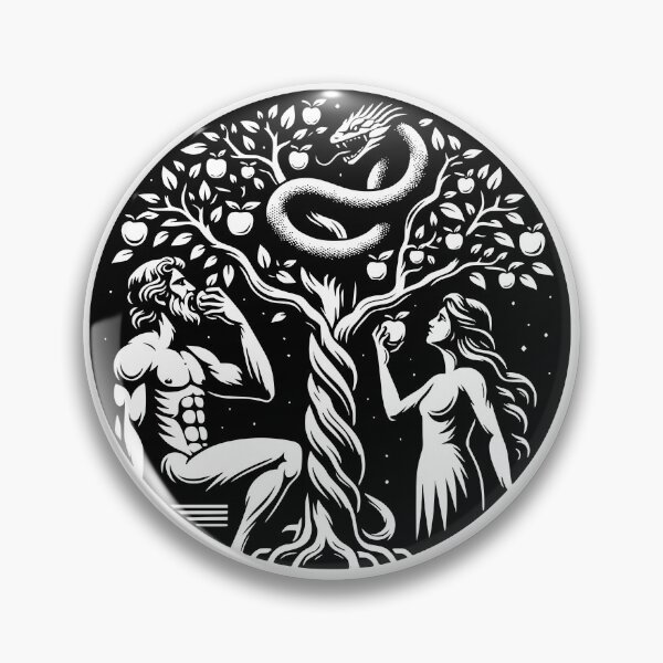 Item preview, The First Temptation – Adam and Eve Biblical Illustration T-Shirt designed and sold by Sinister prints.