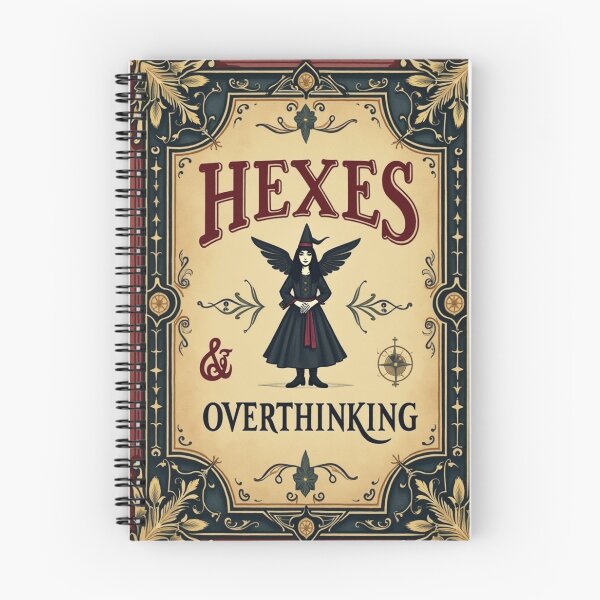 Item preview, Witches and Overthinking | Witch Anxiety Humor Gothic Grimoire Journal Gift designed and sold by Antik by Schulz.