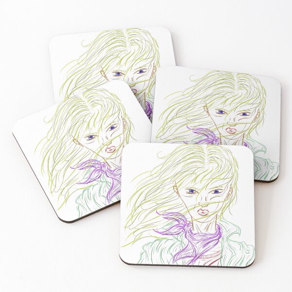 Item preview, Digital Portrait Windblown Freedom | Mysterious Woman Purple Scarf Line Art Grunge designed and sold by Keltoi-art.