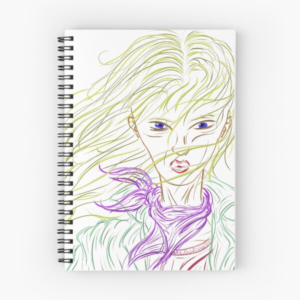 Item preview, Digital Portrait Windblown Freedom | Mysterious Woman Purple Scarf Line Art Grunge designed and sold by Keltoi-art.