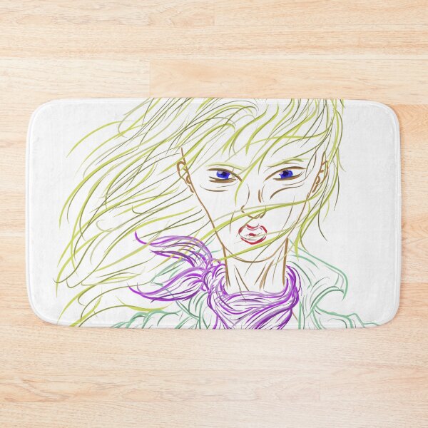 Item preview, Digital Portrait Windblown Freedom | Mysterious Woman Purple Scarf Line Art Grunge designed and sold by Keltoi-art.