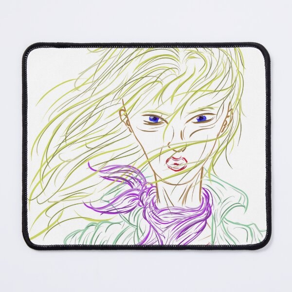 Item preview, Digital Portrait Windblown Freedom | Mysterious Woman Purple Scarf Line Art Grunge designed and sold by Keltoi-art.