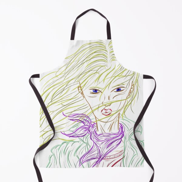 Item preview, Digital Portrait Windblown Freedom | Mysterious Woman Purple Scarf Line Art Grunge designed and sold by Keltoi-art.
