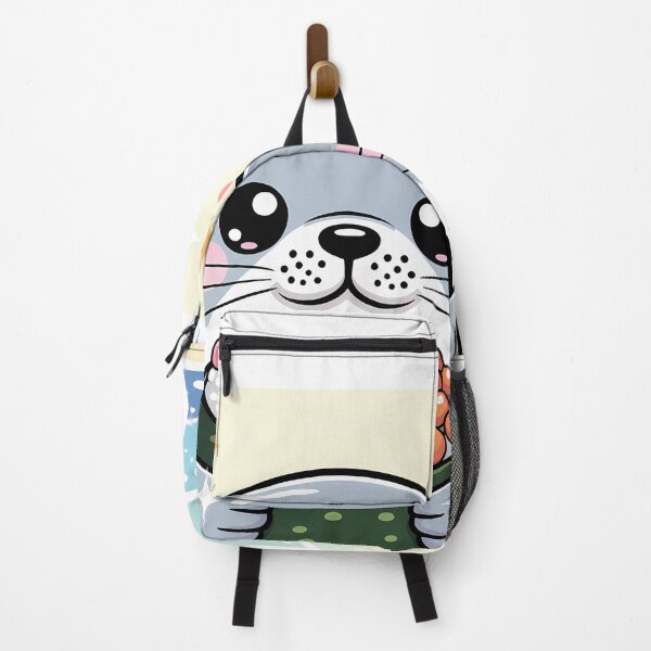 Item preview, Kawaii Seal Eating Sushi Roll Cute Pastel Marine Animal designed and sold by GiftsForge.