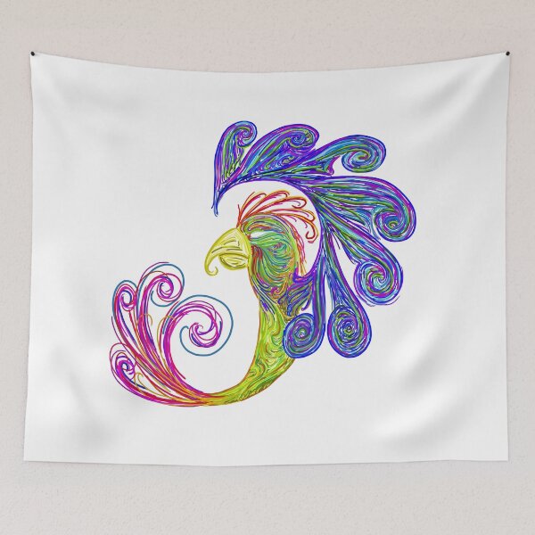Item preview, Psychedelic Fluid Art Phoenix Bird | Stylized Parrot Digital Painting Vibrant Colors designed and sold by Keltoi-art.