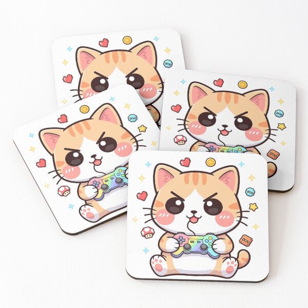 Item preview, Kawaii Cat Playing Video Games Controller Cute Pastel Gamer designed and sold by GiftsForge.