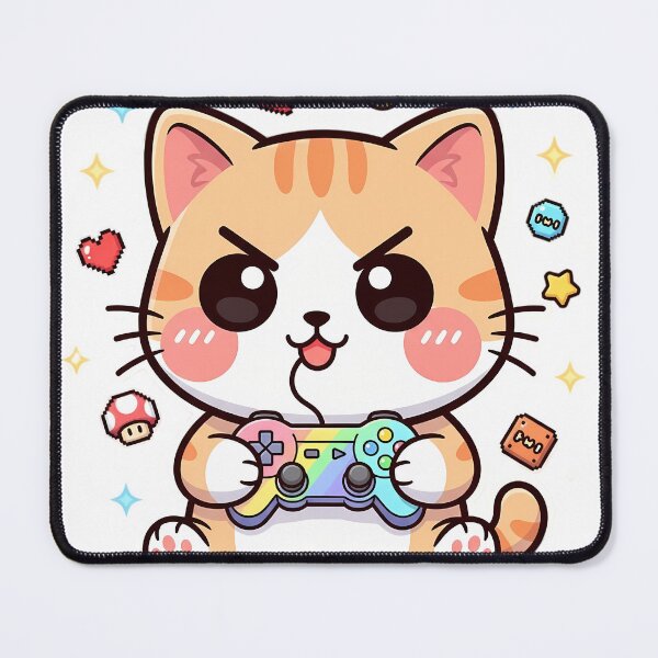 Item preview, Kawaii Cat Playing Video Games Controller Cute Pastel Gamer designed and sold by GiftsForge.