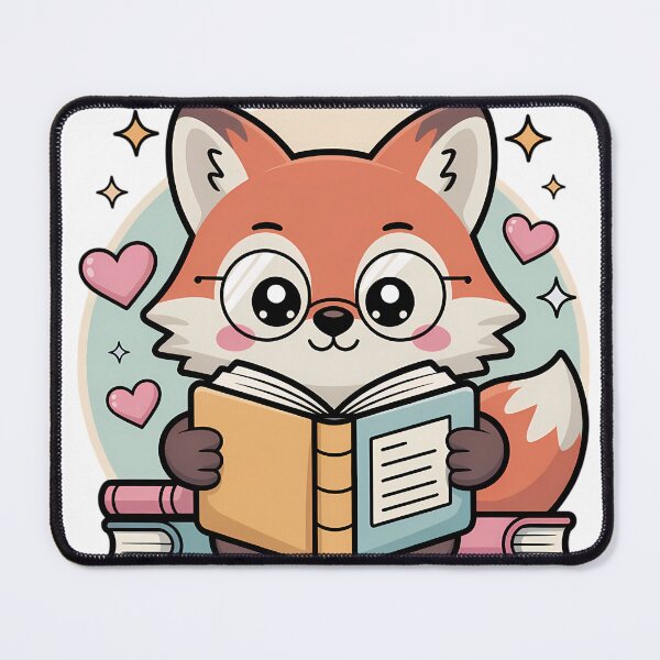 Item preview, Kawaii Fox Reading Book Library Cute Pastel Animal Study designed and sold by GiftsForge.