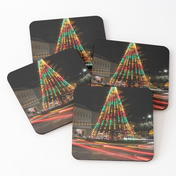 Item preview, Colorful Christmas Tree Illuminated at Night in Roundabout With Moving Car Light Trails designed and sold by Nmallia.